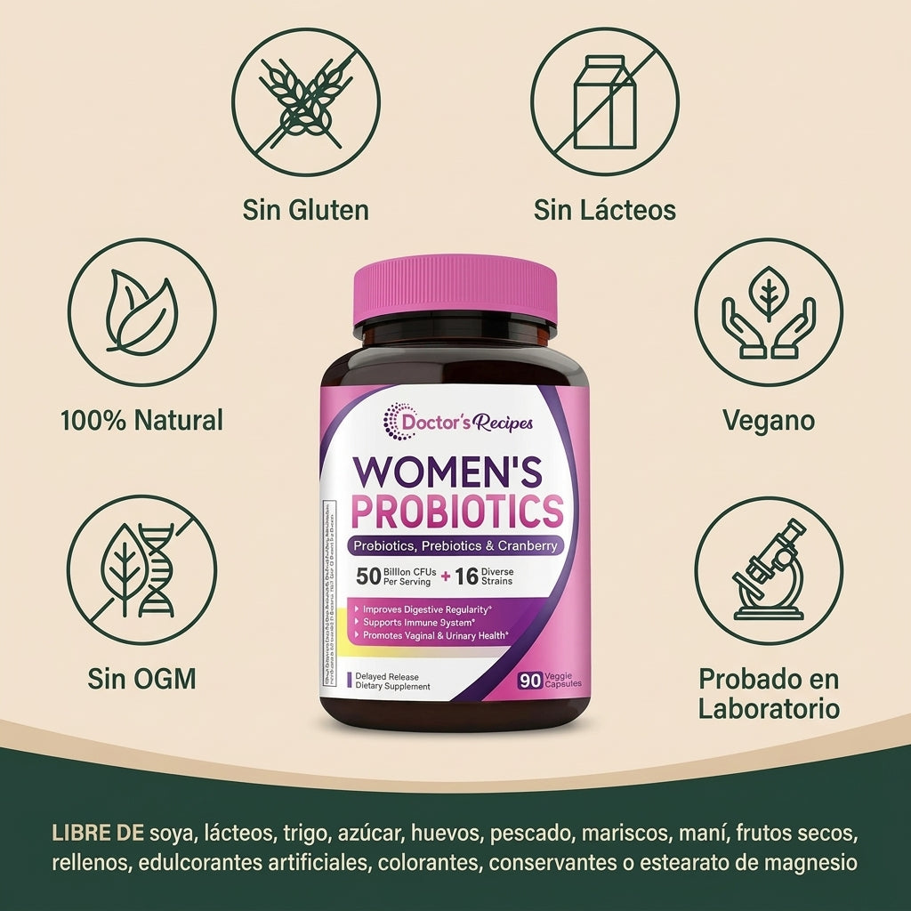 Probióticos para Mujer, 16 Cepas, 50 UFC